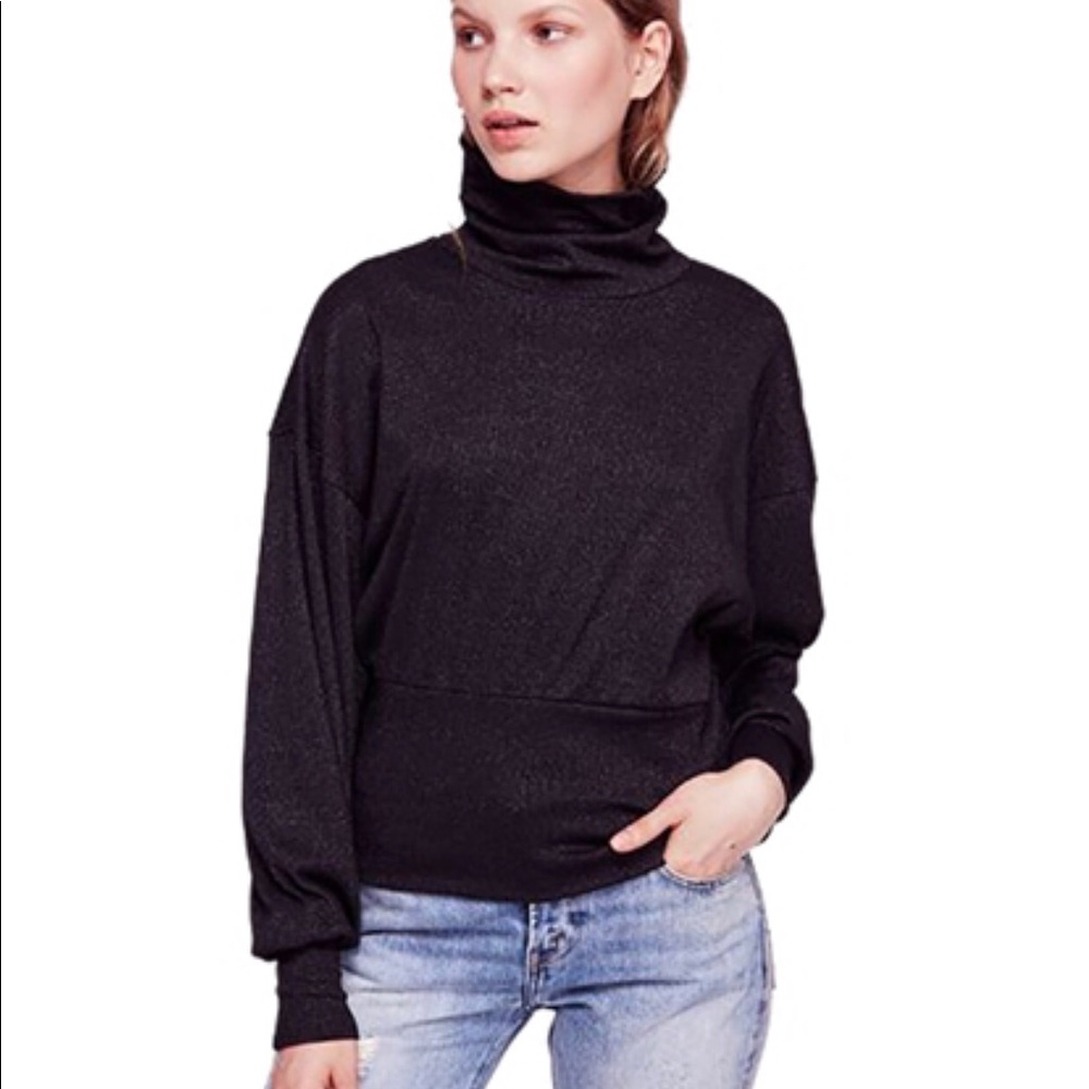 FREE PEOPLE sparkly black top